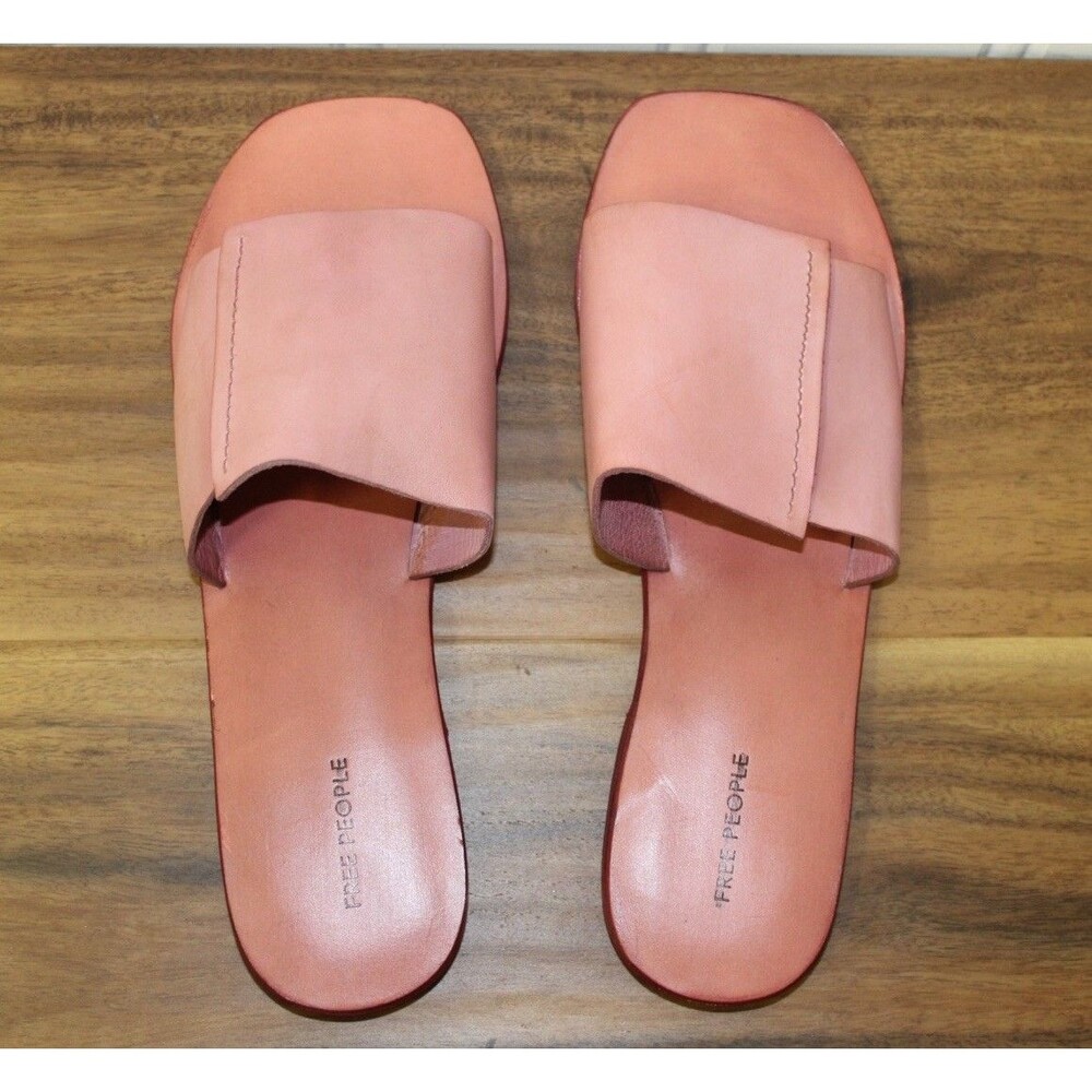 Free People Verona Slide Sandal Watermelon Pink Leather Boho Flats Size 39.5‎ 9 - Picture 5 of 8